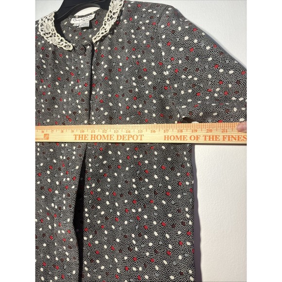 Vintage Oscar De La Renta Expressions  Blouse Shirt Polka Dot Button Down Sz 8 - Picture 5 of 12